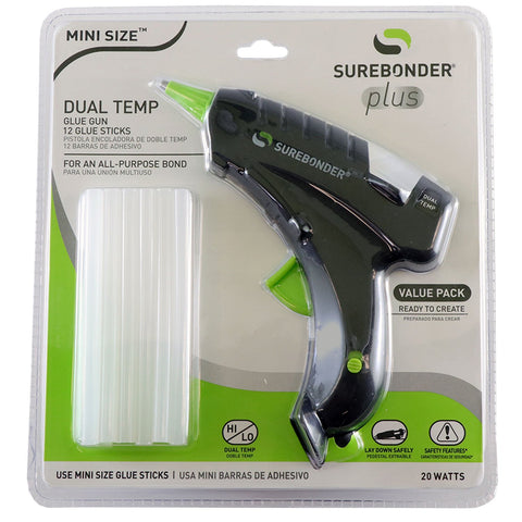 Surebonder Plus Series DT-200FKIT Mini Dual Temperature Hot Glue Gun with 12 Glue Sticks