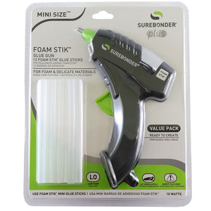 Foam Stick Mini Hot Melt Glue Gun KitAFM-12FKIT 10 Watt Mini Size Low Temperature Hot Glue Gun with 12 Sticks Included